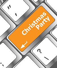 Image showing Computer keyboard key with christmas party words