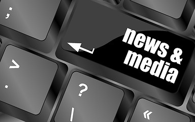 Image showing Computer keyboard with news and media key. business concept