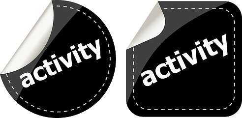 Image showing activity black stickers set, icon button