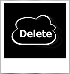 Image showing photo frame with delete word, internet concept