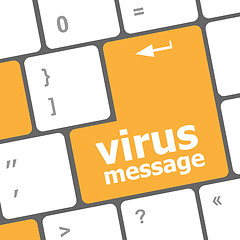 Image showing Computer keyboard with virus message key