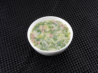 Image showing russian cold vegetable soup on yogurt (sour-milk) base - okroshka