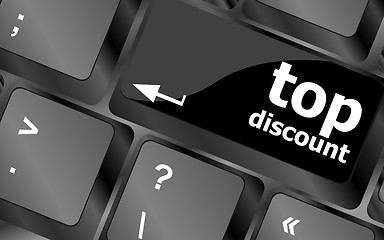 Image showing top discount concept sign on computer key