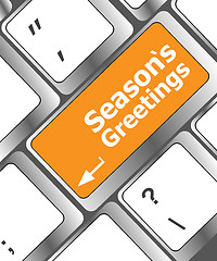 Image showing Computer keyboard with seasons greetings keys - holiday concept