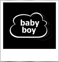 Image showing baby boy word social concept, photo frame isolated on white