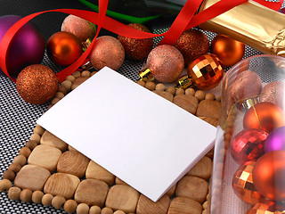 Image showing New year celebration, christmas invitation card with balls