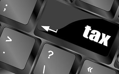 Image showing tax word on laptop keyboard key, business concept