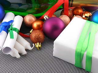 Image showing Christmas gift box with decoration