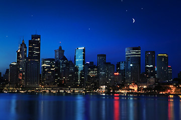 Image showing Sydney, Circular Quay and Rocks Nightscape Cityscape at twilight