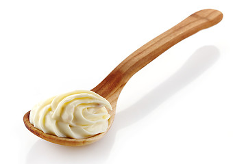 Image showing wooden spoon with cream cheese