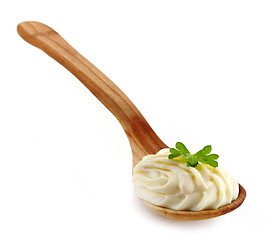 Image showing wooden spoon with cream cheese