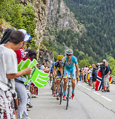 Image showing Jakob Fuglsang Climbing Alpe D'Huez