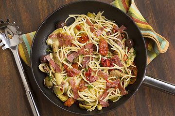 Image showing Mediterranean Salami Spaghetti