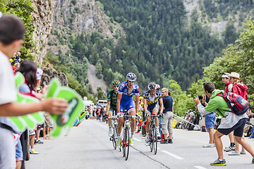 Image showing Cyclists Climbing Alpe D'Huez