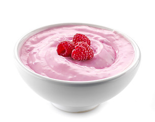 Image showing bowl of pink yogurt