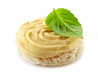 Image showing bread with melted cream cheese