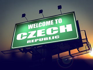 Image showing Welcome to Czech Republic Billboard at Sunrise.