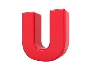 Image showing Red 3D Letter U.