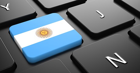 Image showing Argentina - Flag on Button of Black Keyboard.