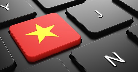 Image showing Vietnam - Flag on Button of Black Keyboard.