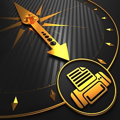 Image showing Golden Printer Icon on Black Compass.