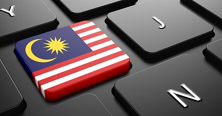 Image showing Malaysia - Flag on Button of Black Keyboard.