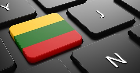 Image showing Lithuania - Flag on Button of Black Keyboard.