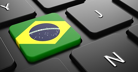 Image showing Brazil - Flag on Button of Black Keyboard.