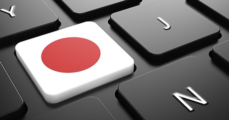 Image showing Japan - Flag on Button of Black Keyboard.