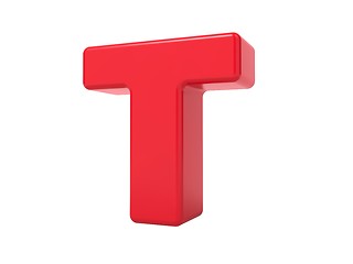 Image showing Red 3D Letter T.