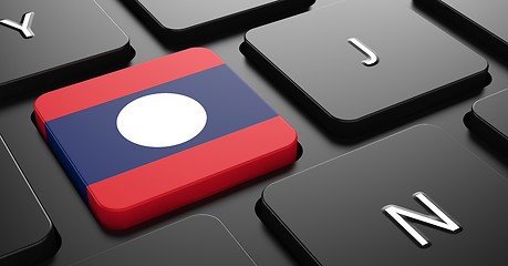 Image showing Laos - Flag on Button of Black Keyboard.
