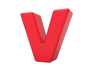 Image showing Red 3D Letter V.