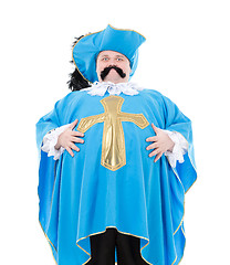 Image showing Musketeer in turquoise blue uniform