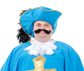 Image showing Musketeer in turquoise blue uniform