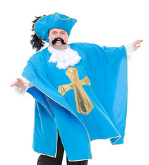 Image showing Musketeer in turquoise blue uniform