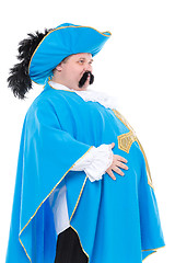 Image showing Musketeer in turquoise blue uniform