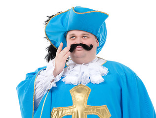 Image showing Musketeer in turquoise blue uniform