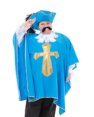 Image showing Musketeer in turquoise blue uniform