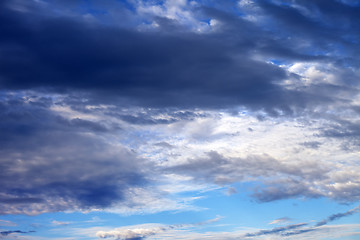 Image showing Cloudy sky in summer evening