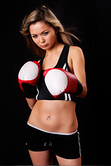 Image showing Portrait of female boxer