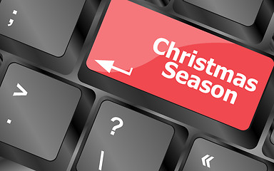 Image showing Computer keyboard key with christmas season words