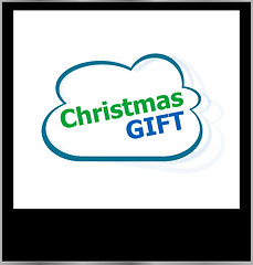 Image showing christmas gift word cloud on photo frame, isolated