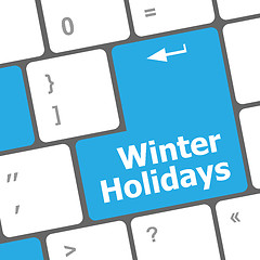 Image showing Computer keyboard key with winter holidays words