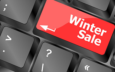 Image showing winter sale on computer keyboard key button