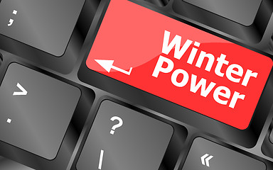 Image showing winter power on computer keyboard key button