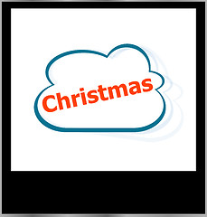 Image showing christmas word on cloud, isolated photo frame