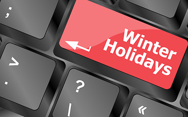 Image showing Computer keyboard key with winter holidays words