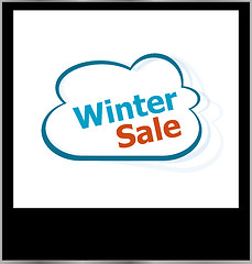 Image showing winter sale word on cloud, isolated photo frame