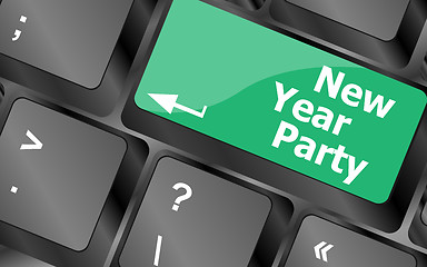 Image showing Computer keyboard key with new year party words