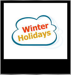 Image showing winter holidays word cloud on photo frame, isolated